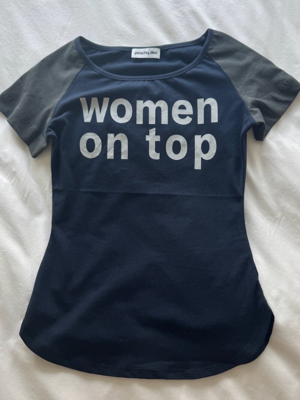 Peachy den woman on top t shirt